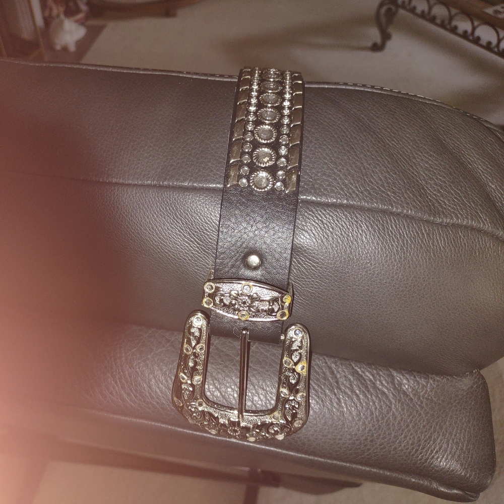 Ladies bling leather belt